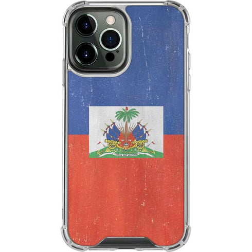 Haiti Flag Distressed iPhone 13 Pro Max Clear Case